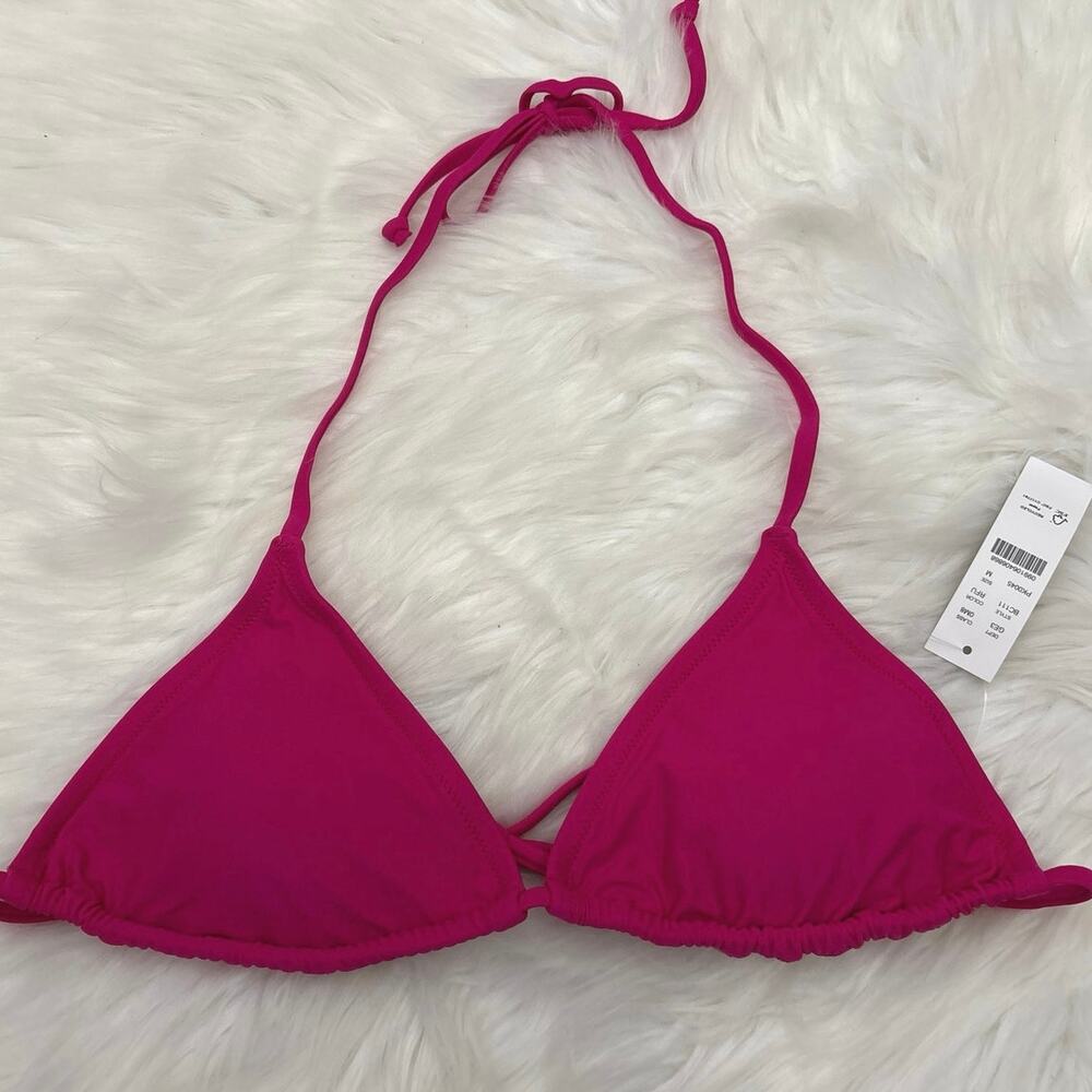 J. Crew NWT Heritage Triangle Bikini Top Radiant Fuschia Size Medium - Picture 2 of 7
